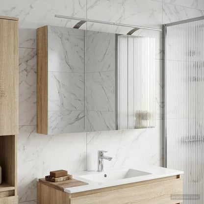 Bathroom Mirror Cabinet with Door Sonoma Oak 100 x 14.5 x 70 cm