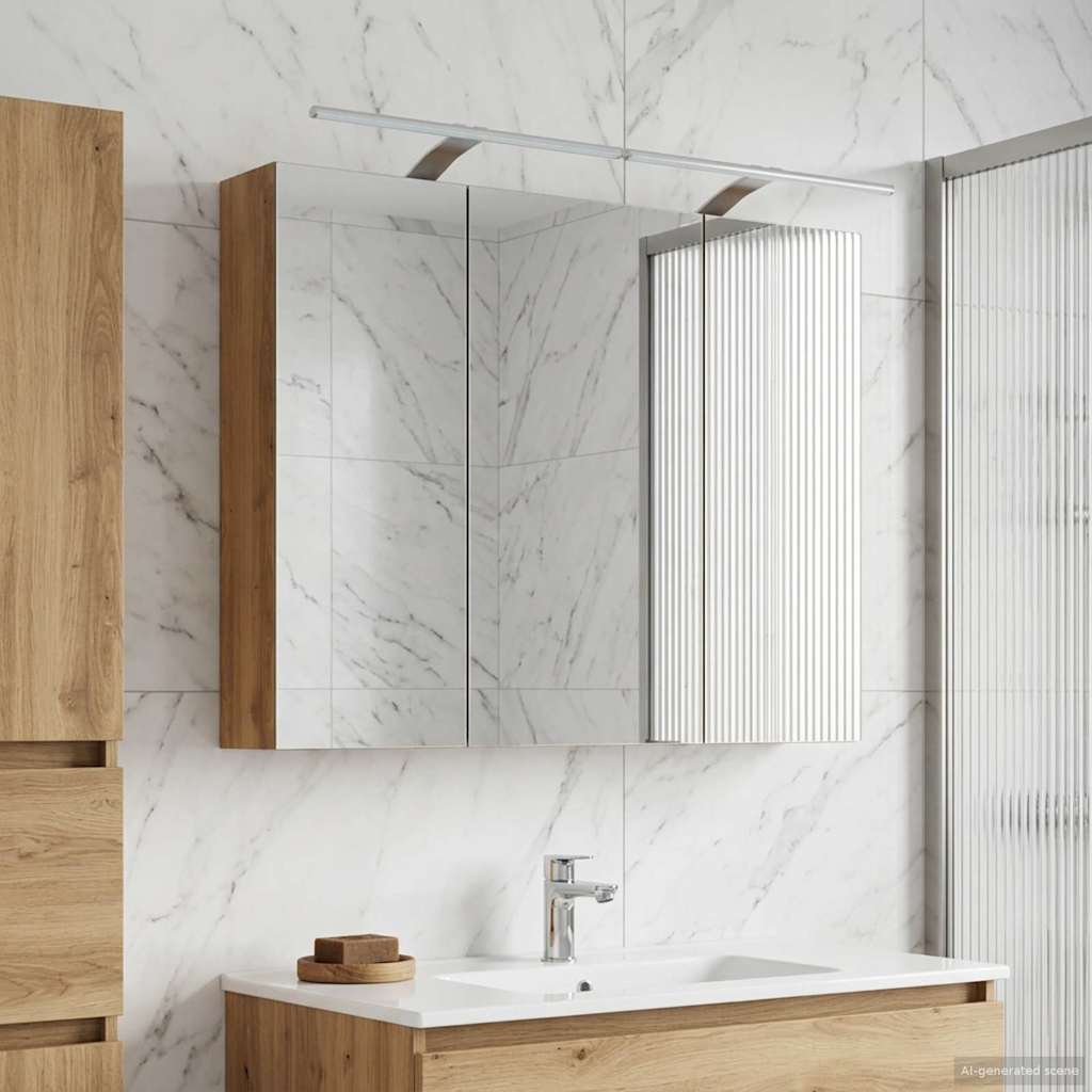 Bathroom Mirror Cabinet Artisian Oak 100 x 14.5 x 70 cm