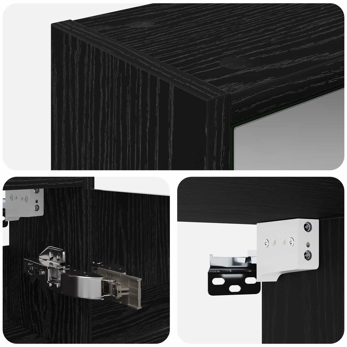 Bathroom Mirror Cabinet with Shelf Black Oak 43 x 16 x 62.5 cm