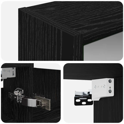 Bathroom Mirror Cabinet with Shelf Black Oak 43 x 16 x 62.5 cm
