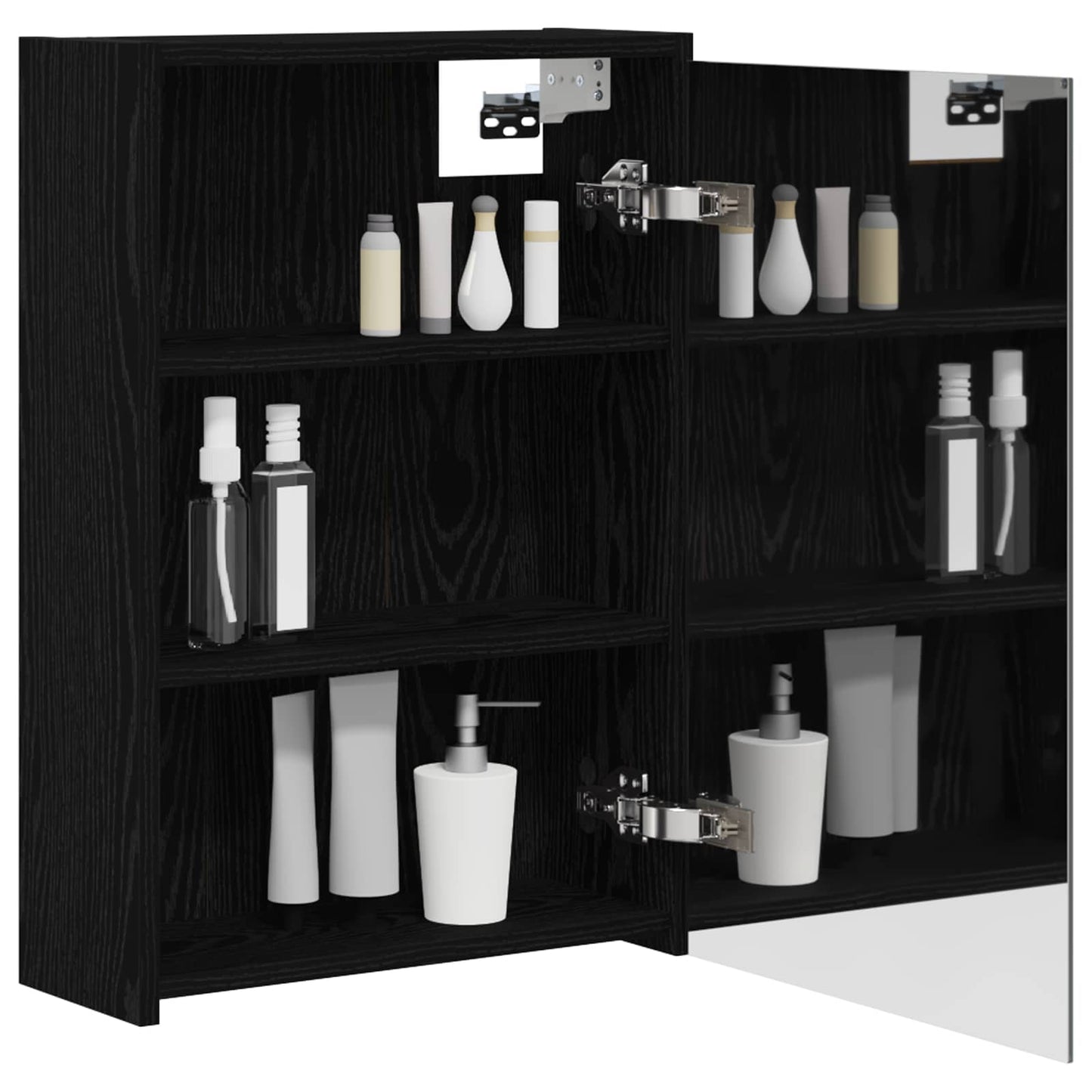 Bathroom Mirror Cabinet with Shelf Black Oak 43 x 16 x 62.5 cm