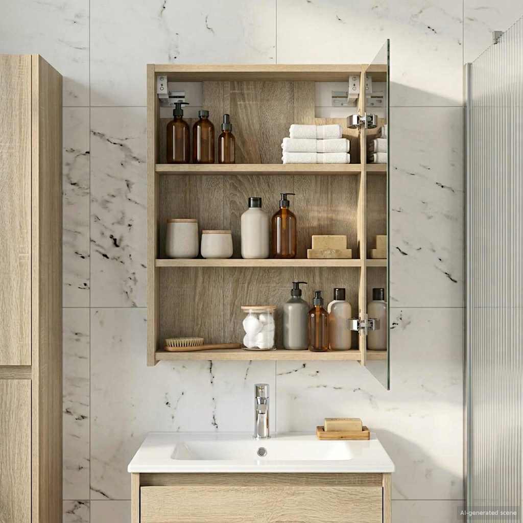 Bathroom Mirror Cabinet with Shelf Sonoma Oak 43 x 16 x 62.5 cm