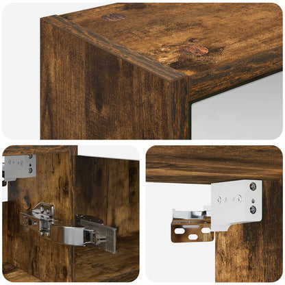 Bathroom Mirror Cabinet with Shelf Smoked Oak 43 x 16 x 62.5 cm