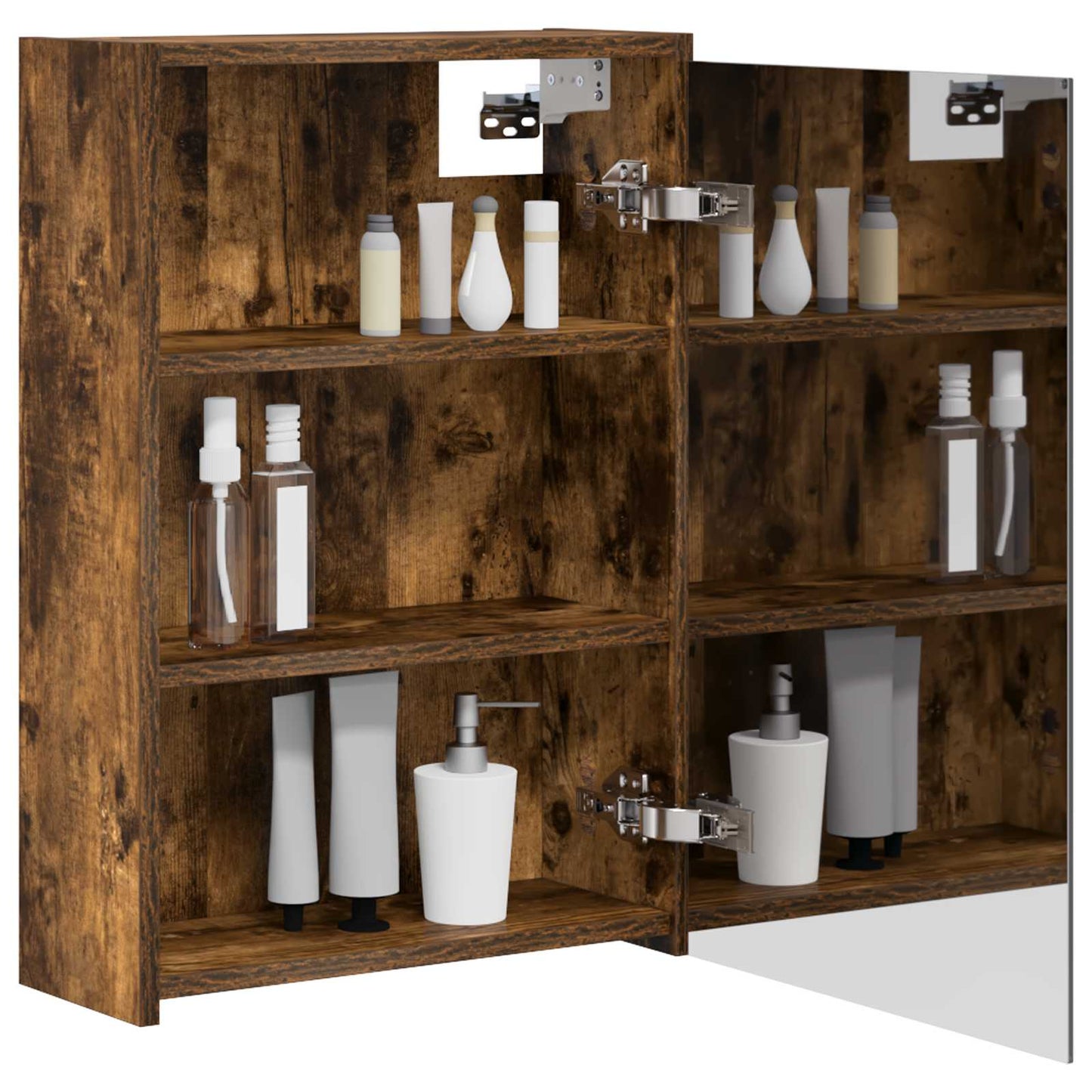 Bathroom Mirror Cabinet with Shelf Smoked Oak 43 x 16 x 62.5 cm