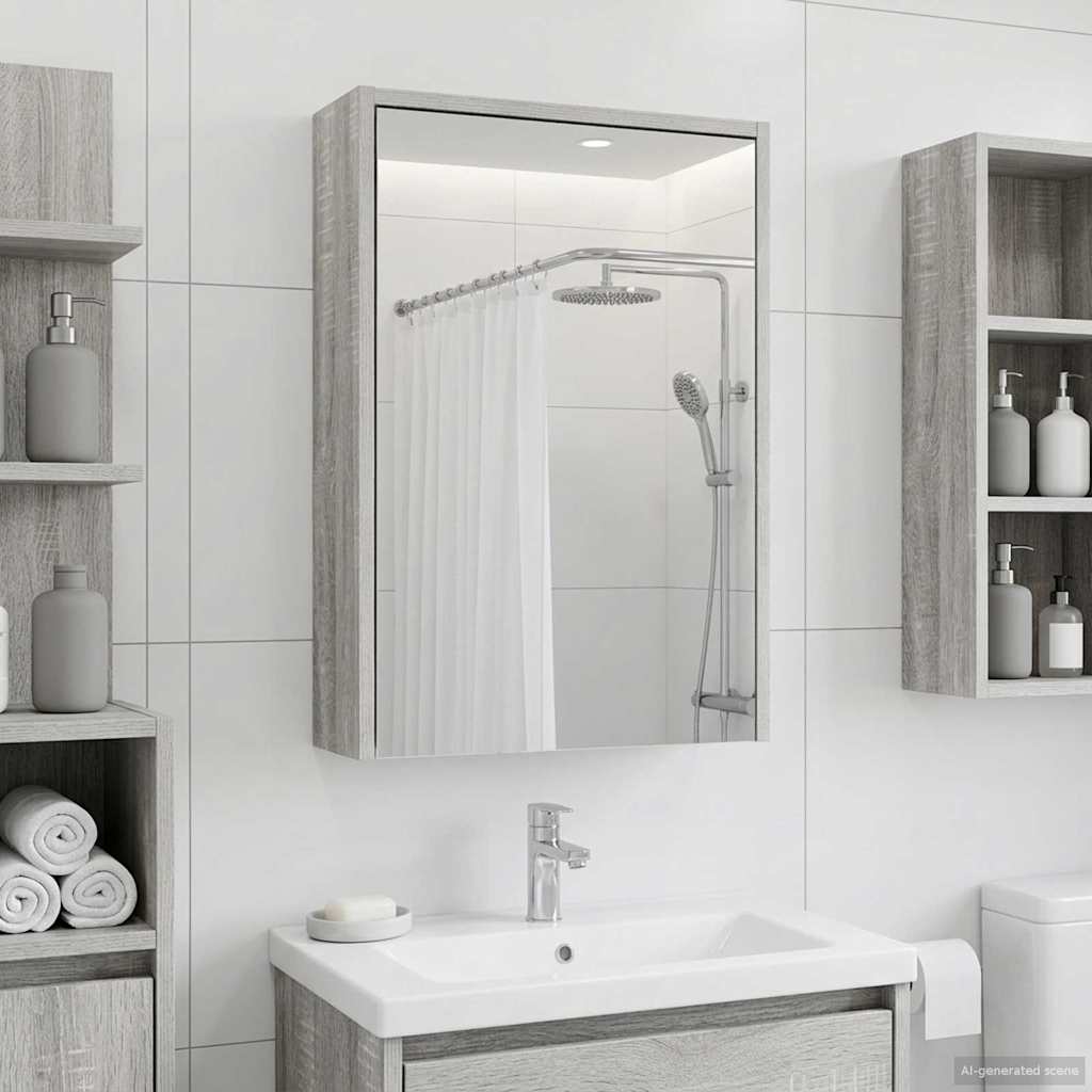 Bathroom Mirror Cabinet with Door Grey Sonoma 43 x 16 x 62.5 cm