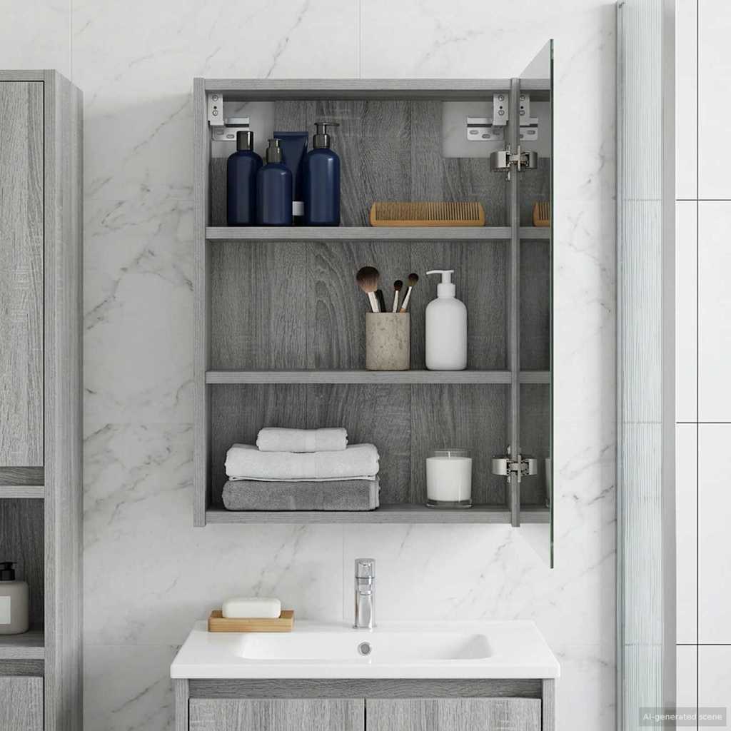 Bathroom Mirror Cabinet with Door Grey Sonoma 43 x 16 x 62.5 cm