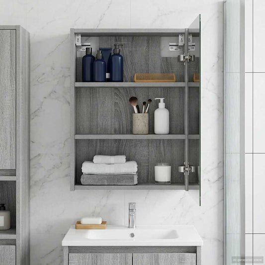 Bathroom Mirror Cabinet Grey Sonoma 43 x 16 x 62.5 cm