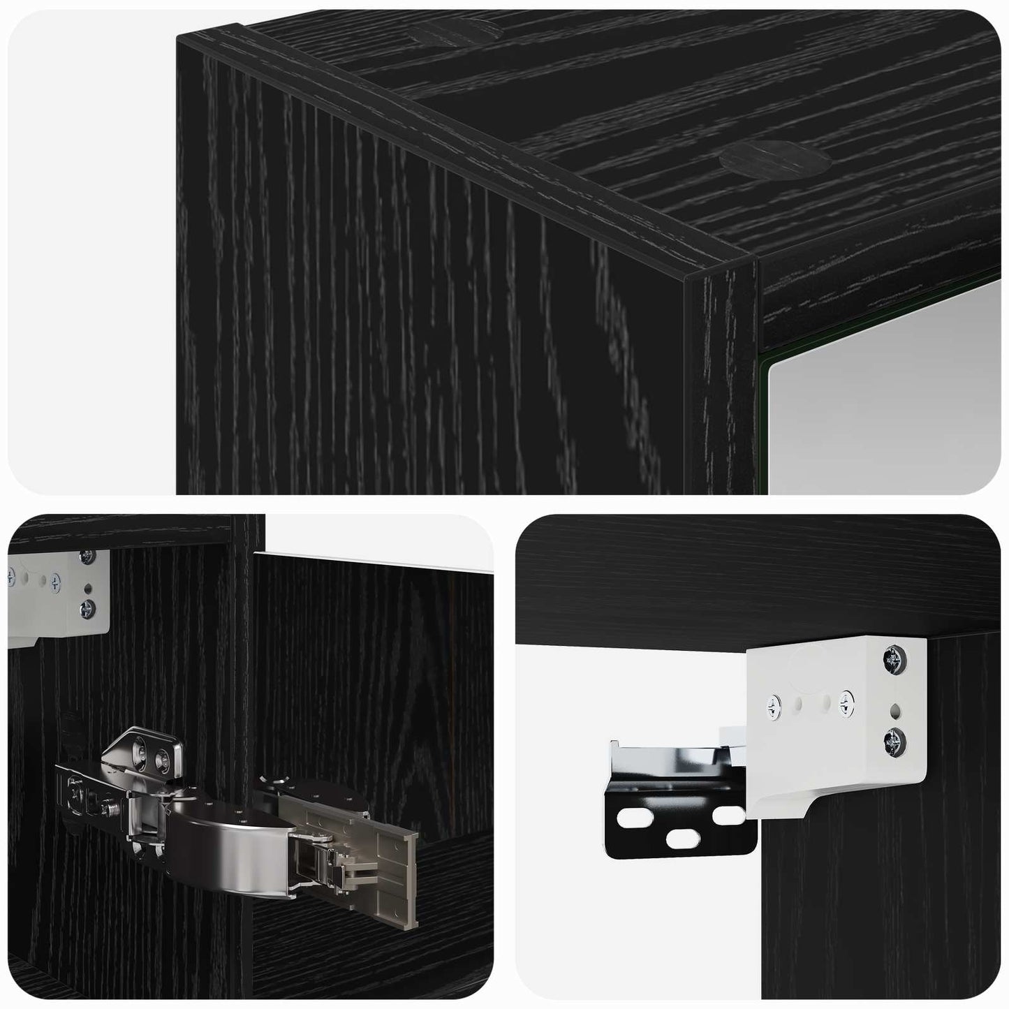Bathroom Mirror Cabinet with Shelf Black Oak 43 x 16 x 62.5 cm