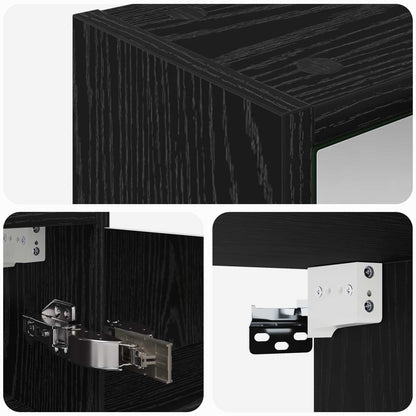 Bathroom Mirror Cabinet with Shelf Black Oak 43 x 16 x 62.5 cm