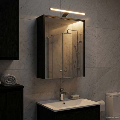 Bathroom Mirror Cabinet with Shelf Black Oak 43 x 16 x 62.5 cm