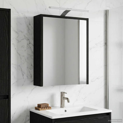 Bathroom Mirror Cabinet with Shelf Black Oak 43 x 16 x 62.5 cm
