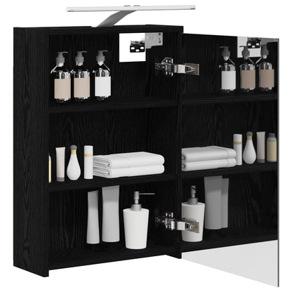 Bathroom Mirror Cabinet with Shelf Black Oak 43 x 16 x 62.5 cm