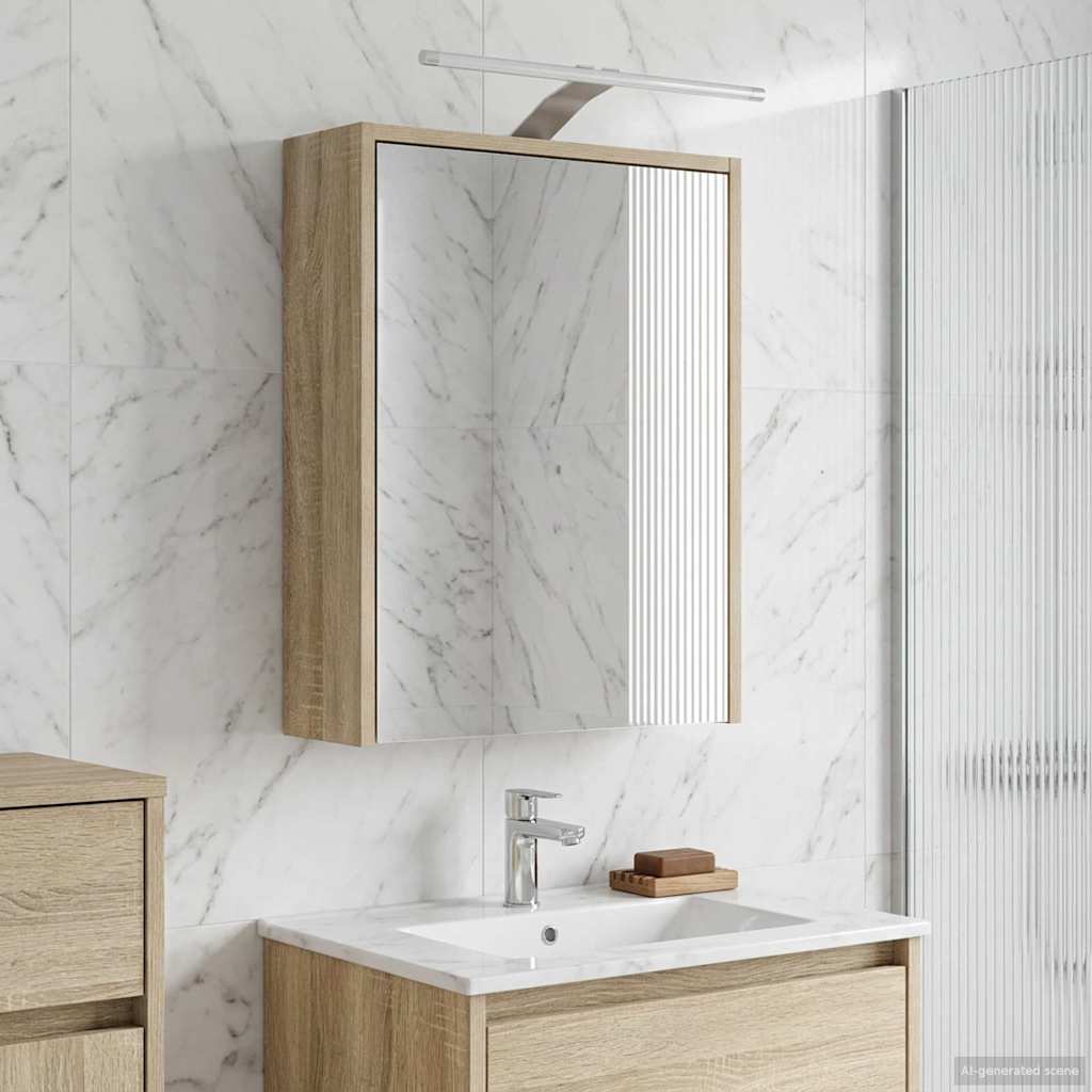 Bathroom Mirror Cabinet with Shelf Sonoma Oak 43 x 16 x 62.5 cm