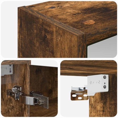 Bathroom Mirror Cabinet with Shelf Smoked Oak 43 x 16 x 62.5 cm