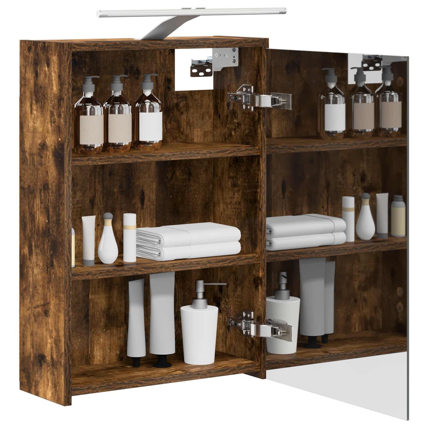 Bathroom Mirror Cabinet with Shelf Smoked Oak 43 x 16 x 62.5 cm