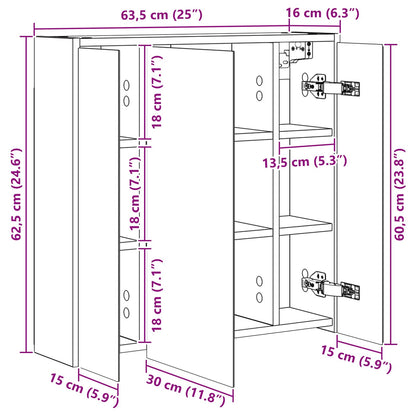 Bathroom Mirror Cabinet White 63.5 x 16 x 62.5 cm