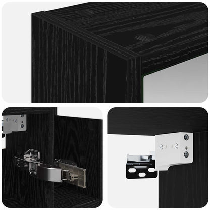 Bathroom Mirror Cabinet Black Oak 63.5 x 16 x 62.5 cm