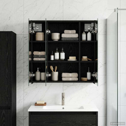 Bathroom Mirror Cabinet Black Oak 63.5 x 16 x 62.5 cm