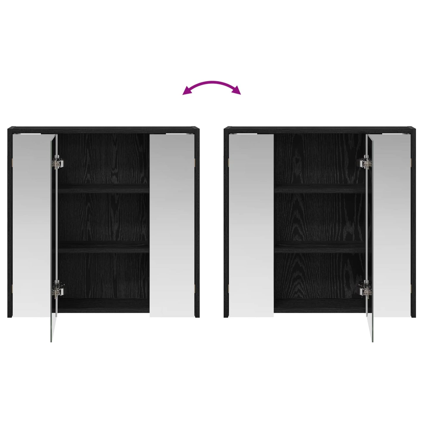 Bathroom Mirror Cabinet Black Oak 63.5 x 16 x 62.5 cm