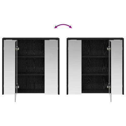 Bathroom Mirror Cabinet Black Oak 63.5 x 16 x 62.5 cm
