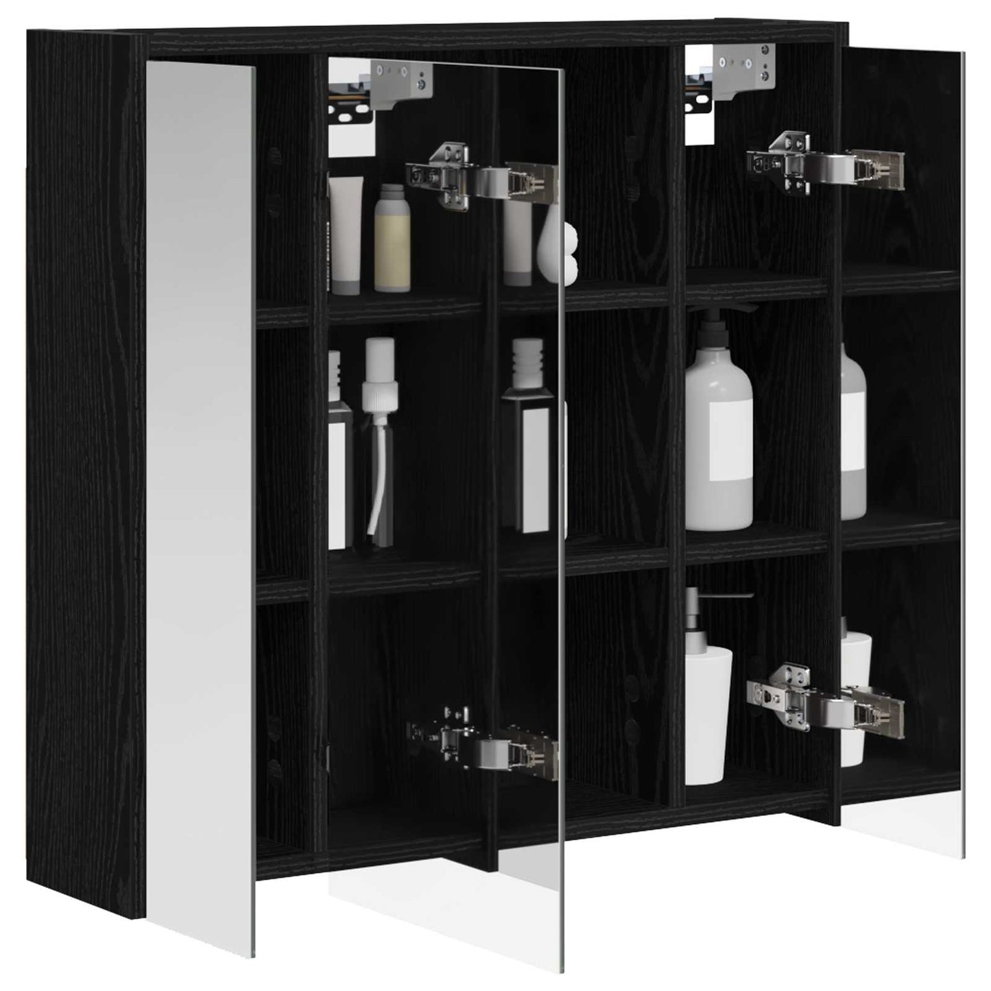 Bathroom Mirror Cabinet Black Oak 63.5 x 16 x 62.5 cm