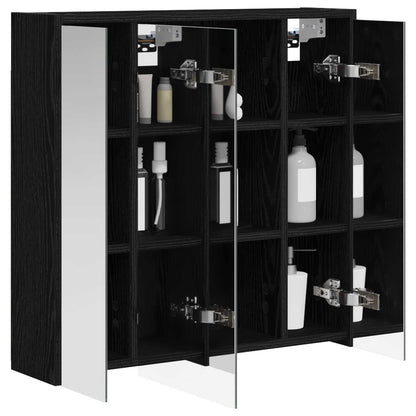 Bathroom Mirror Cabinet Black Oak 63.5 x 16 x 62.5 cm