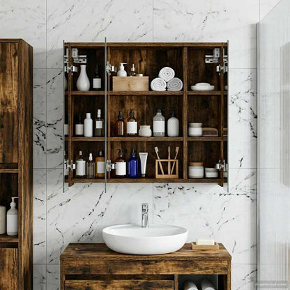 Bathroom Mirror Cabinet Smoked Oak 63.5 x 16 x 62.5 cm