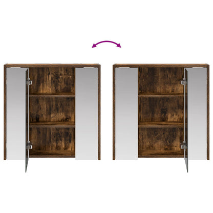 Bathroom Mirror Cabinet Smoked Oak 63.5 x 16 x 62.5 cm