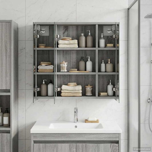 Bathroom Mirror Cabinet Grey Sonoma 63.5 x 16 x 62.5 cm