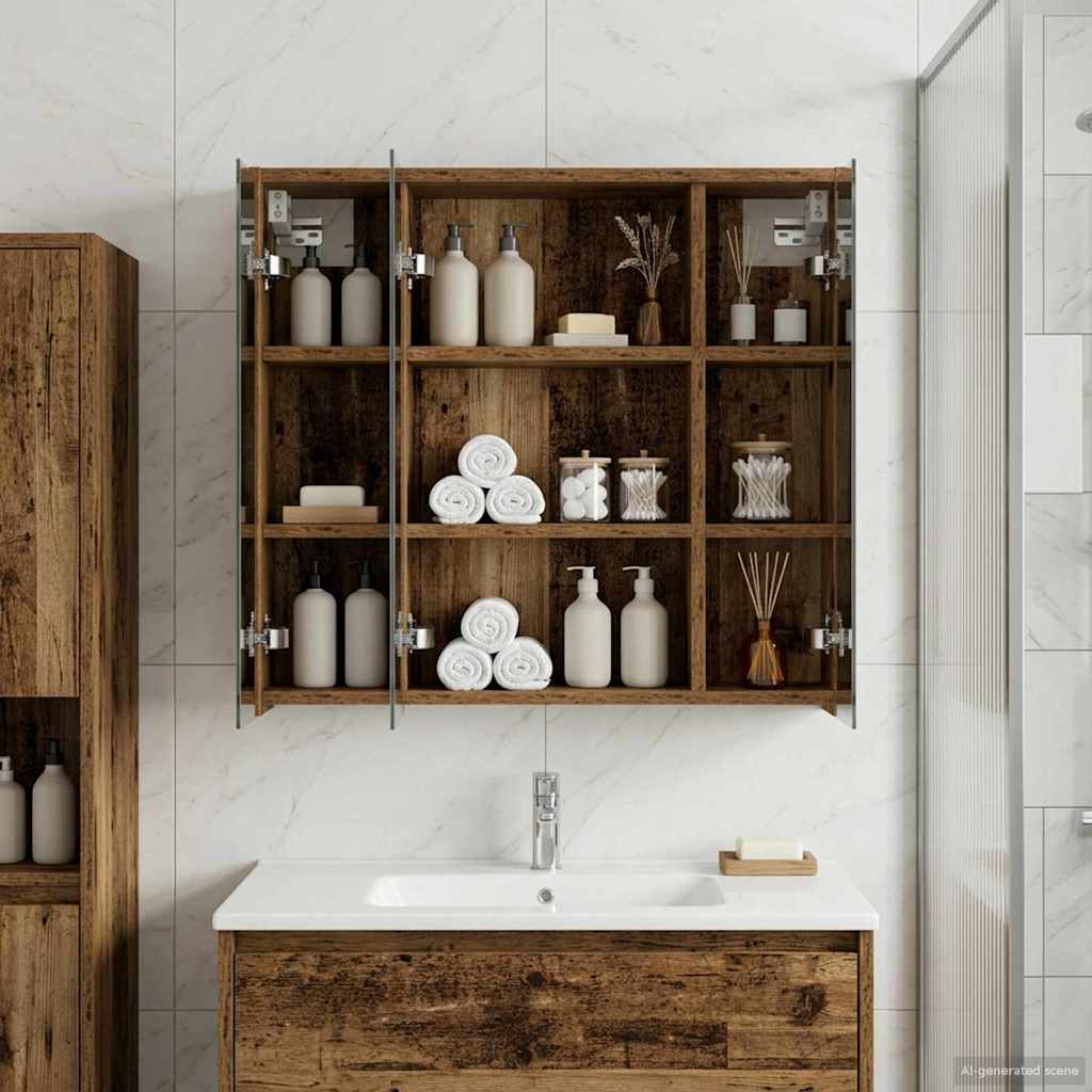 Bathroom Mirror Cabinet Old Wood 63.5 x 16 x 62.5 cm