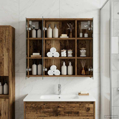 Bathroom Mirror Cabinet Old Wood 63.5 x 16 x 62.5 cm