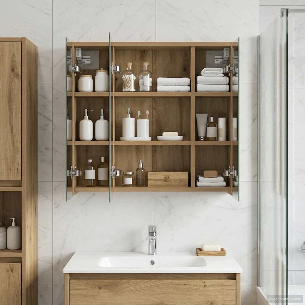Bathroom Mirror Cabinet Artisian Oak 63.5 x 16 x 62.5 cm