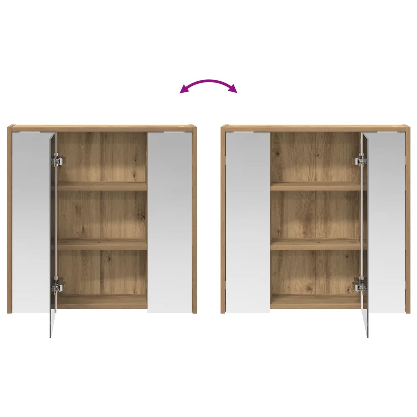Bathroom Mirror Cabinet Artisian Oak 63.5 x 16 x 62.5 cm