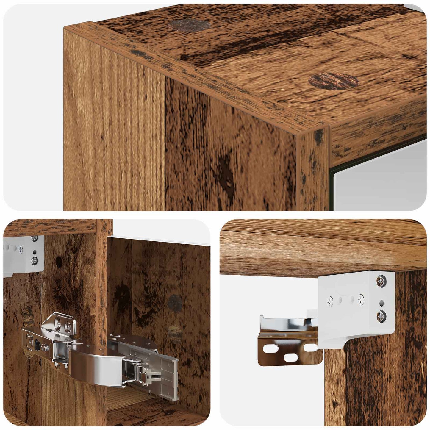 Bathroom Mirror Cabinet Old Wood 63.5 x 16 x 62.5 cm