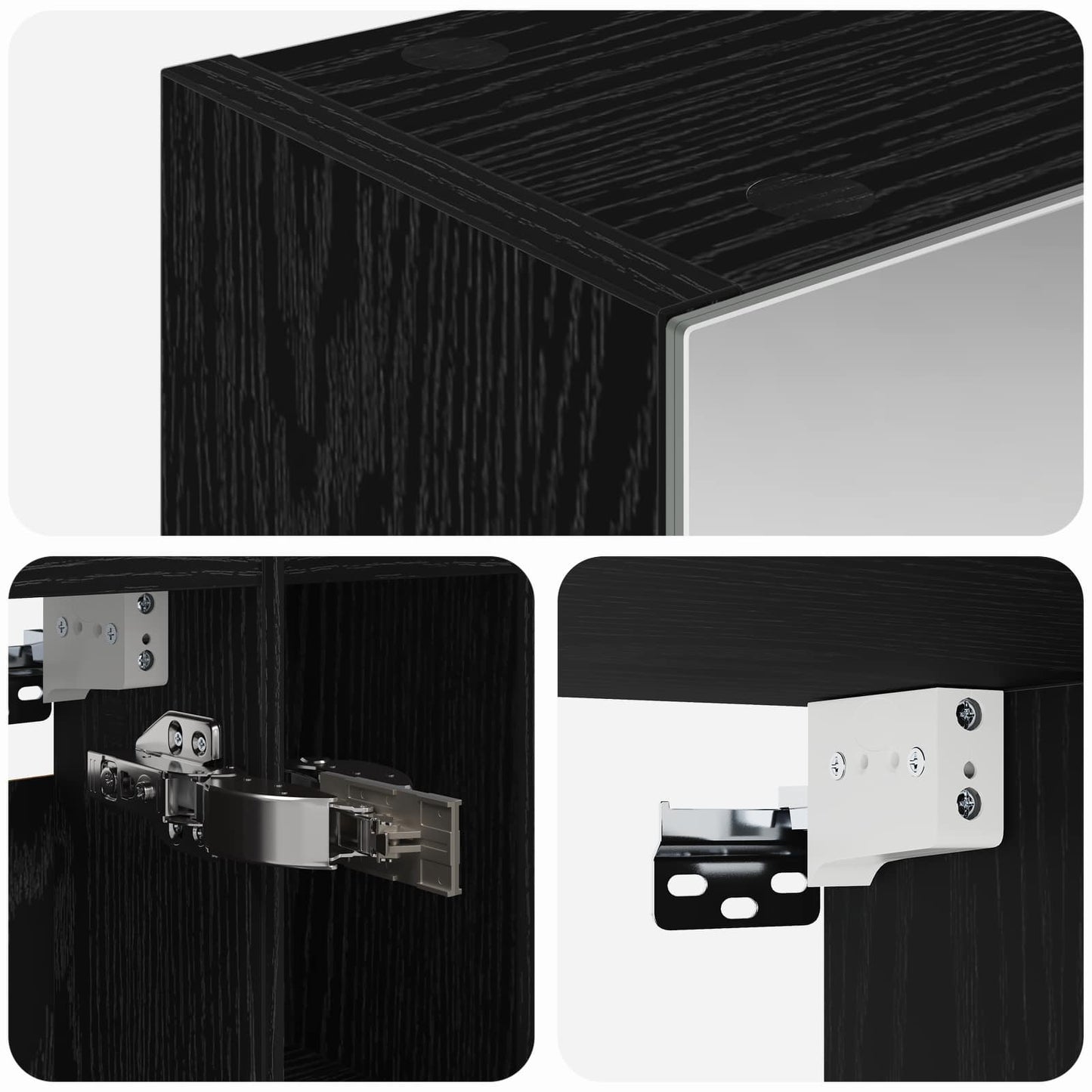 Bathroom Mirror Cabinet with Shelf Black Oak 60 x 14.5 x 70 cm