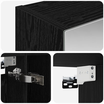 Bathroom Mirror Cabinet with Shelf Black Oak 60 x 14.5 x 70 cm