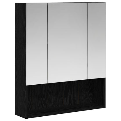 Bathroom Mirror Cabinet with Shelf Black Oak 60 x 14.5 x 70 cm