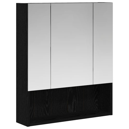 Bathroom Mirror Cabinet with Shelf Black Oak 60 x 14.5 x 70 cm