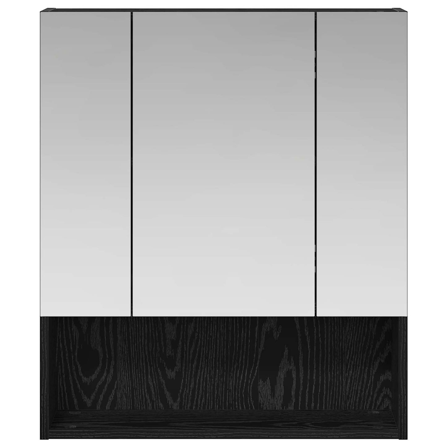 Bathroom Mirror Cabinet with Shelf Black Oak 60 x 14.5 x 70 cm