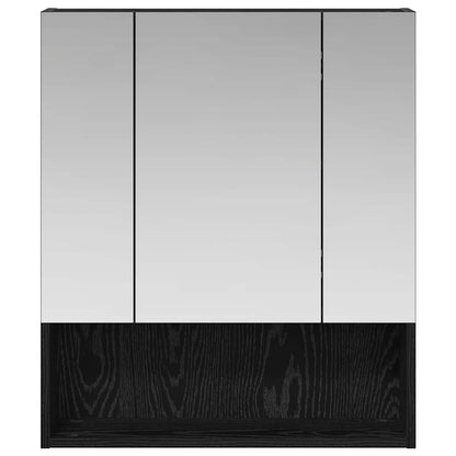 Bathroom Mirror Cabinet with Shelf Black Oak 60 x 14.5 x 70 cm