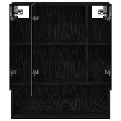 Bathroom Mirror Cabinet with Shelf Black Oak 60 x 14.5 x 70 cm