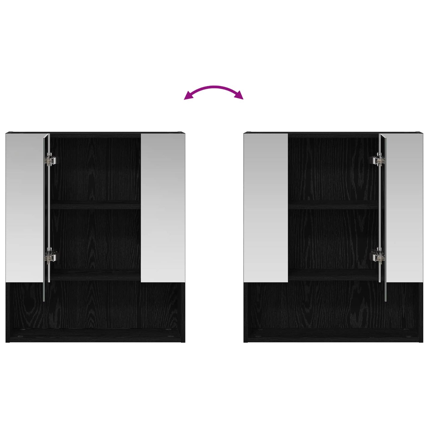 Bathroom Mirror Cabinet with Shelf Black Oak 60 x 14.5 x 70 cm