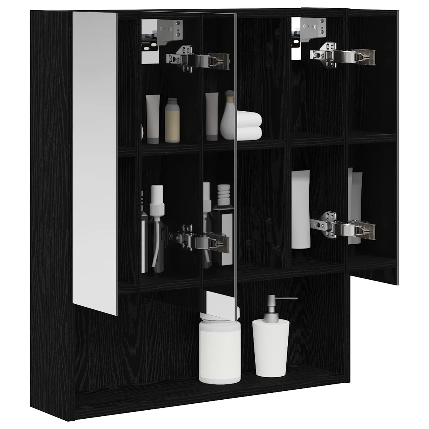 Bathroom Mirror Cabinet with Shelf Black Oak 60 x 14.5 x 70 cm