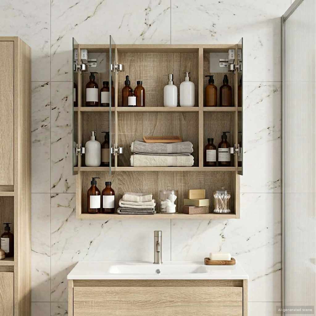 Bathroom Mirror Cabinet with Shelf Sonoma Oak 60 x 14.5 x 70 cm