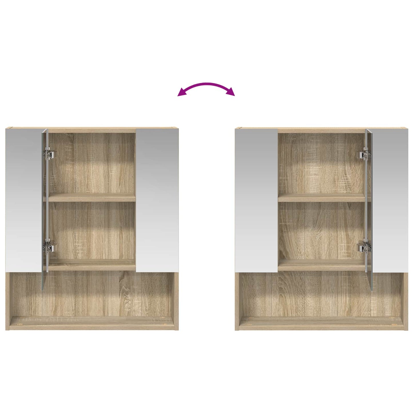 Bathroom Mirror Cabinet with Shelf Sonoma Oak 60 x 14.5 x 70 cm