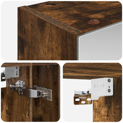 Bathroom Mirror Cabinet with Shelf Smoked Oak 60 x 14.5 x 70 cm