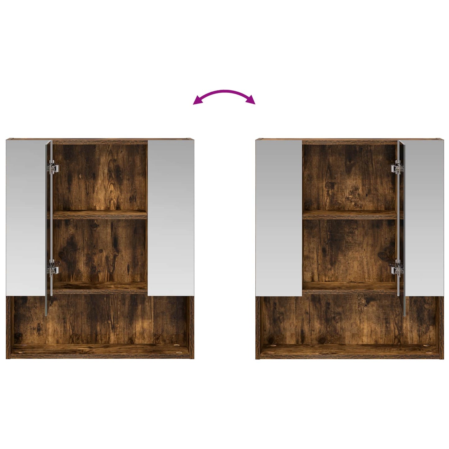 Bathroom Mirror Cabinet with Shelf Smoked Oak 60 x 14.5 x 70 cm