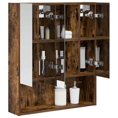 Bathroom Mirror Cabinet with Shelf Smoked Oak 60 x 14.5 x 70 cm