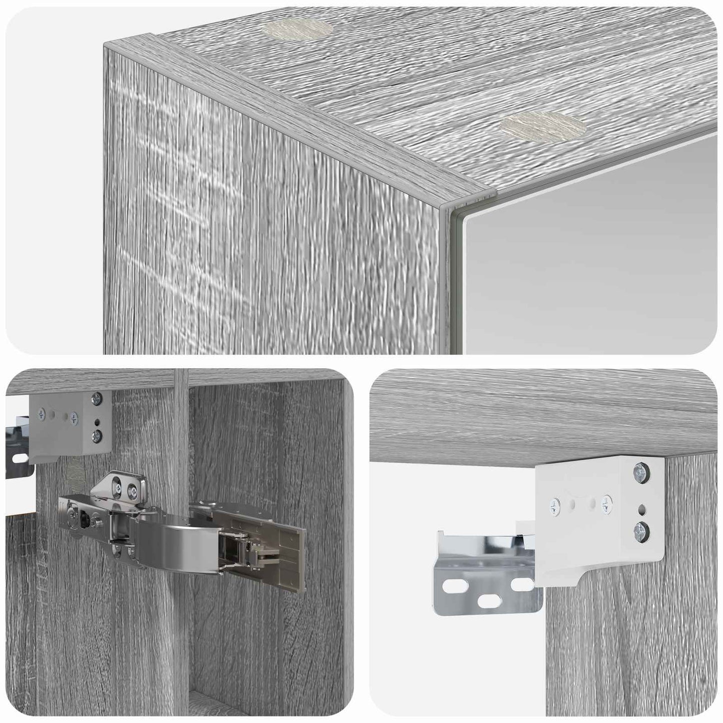 Bathroom Mirror Cabinet with Door Grey Sonoma 60 x 14.5 x 70 cm