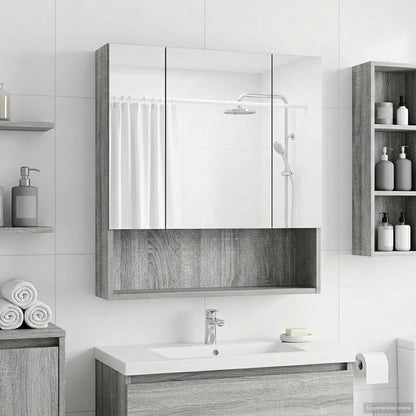 Bathroom Mirror Cabinet with Door Grey Sonoma 60 x 14.5 x 70 cm